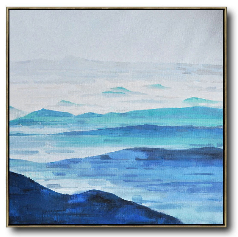 Oversized Abstract Landscape Oil Painting,Canvas Paintings For Sale,Blue,Gray,White